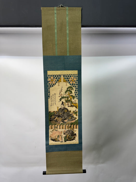 Y10610 KAKEJIKU Hanging scroll Tenjin woodblock print Ukiyoe Japan antique