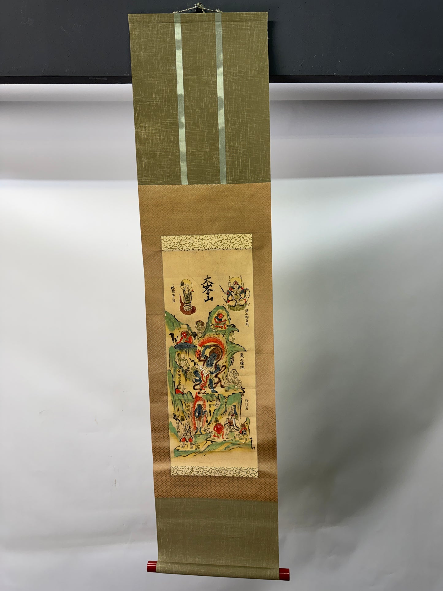 Y10611 KAKEJIKU Hanging scroll woodblock print Mandala Japan antique interior