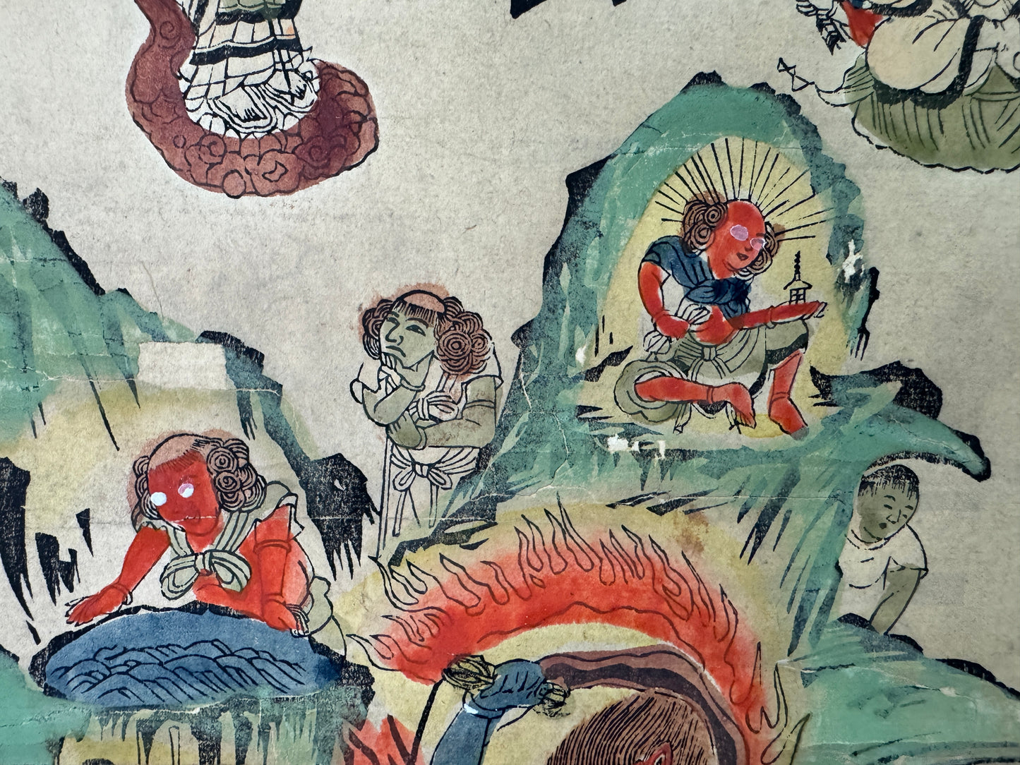 Y10611 KAKEJIKU Hanging scroll woodblock print Mandala Japan antique interior