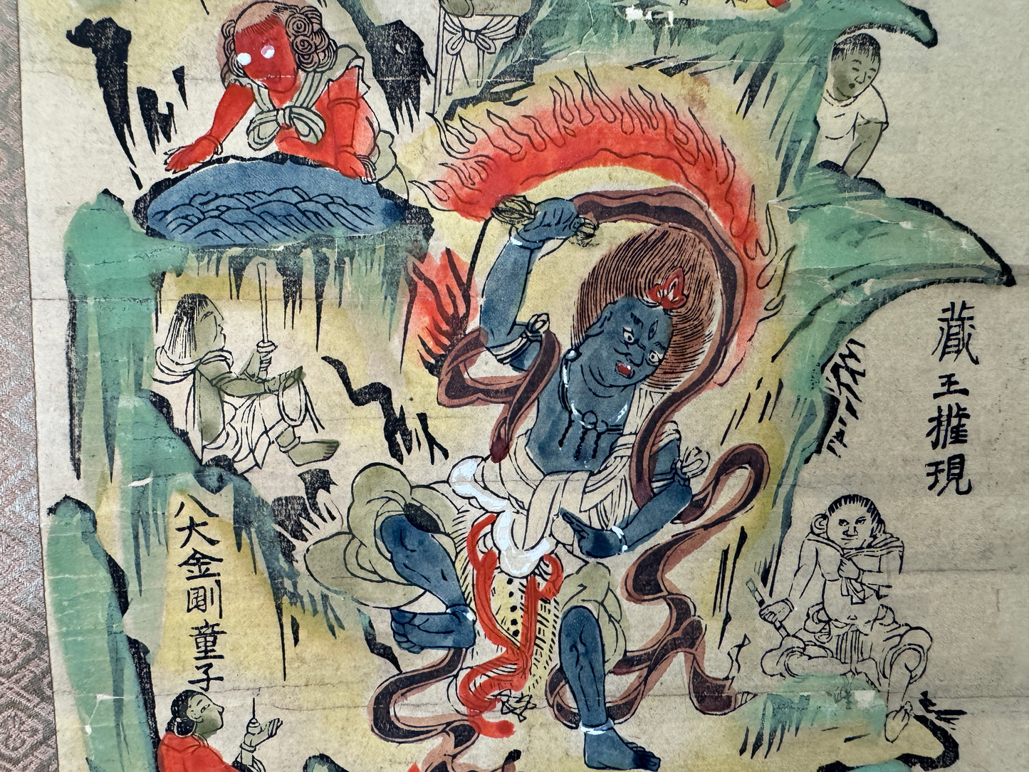 Y10611 KAKEJIKU Hanging scroll woodblock print Mandala Japan antique interior