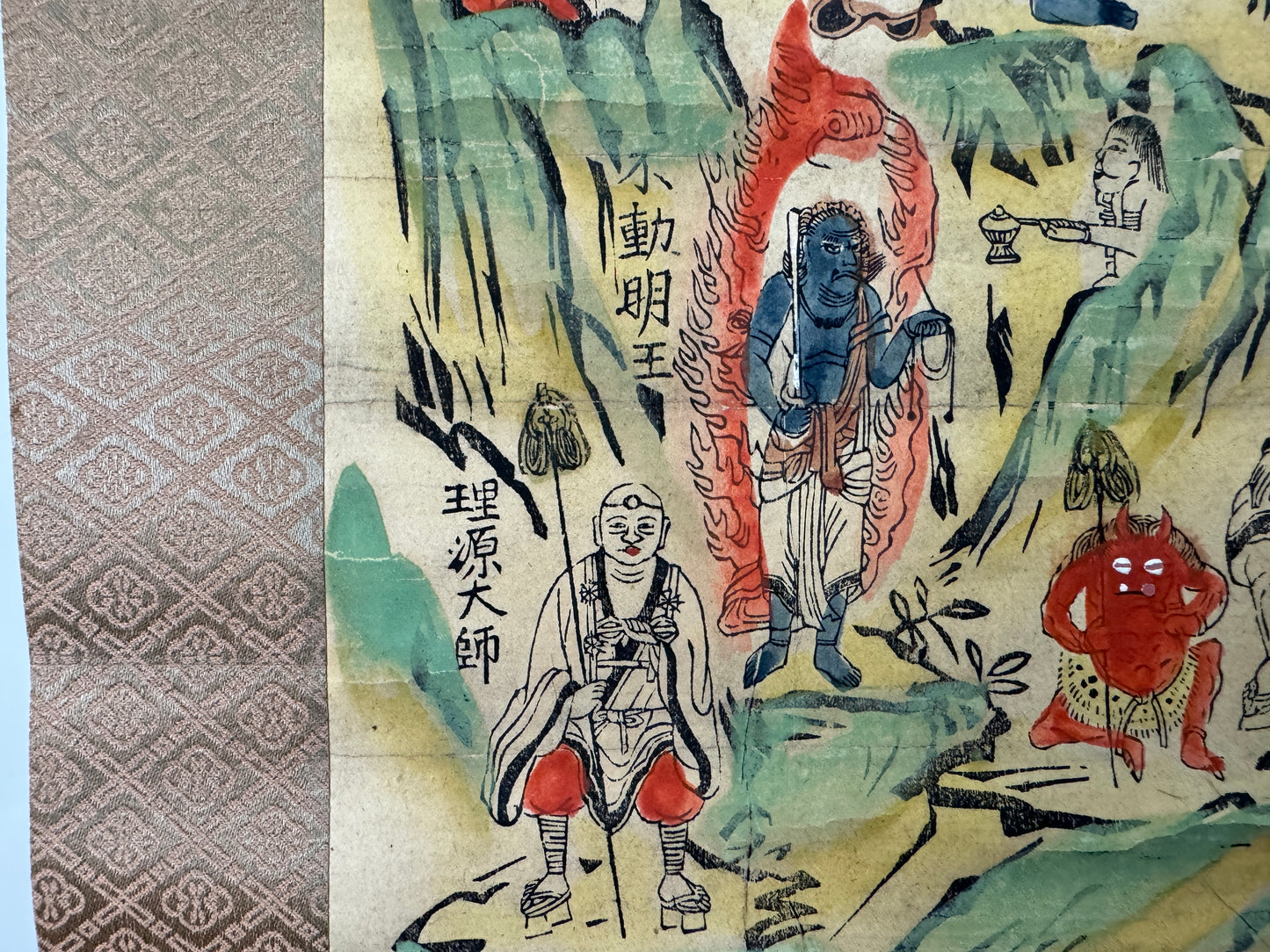 Y10611 KAKEJIKU Hanging scroll woodblock print Mandala Japan antique interior