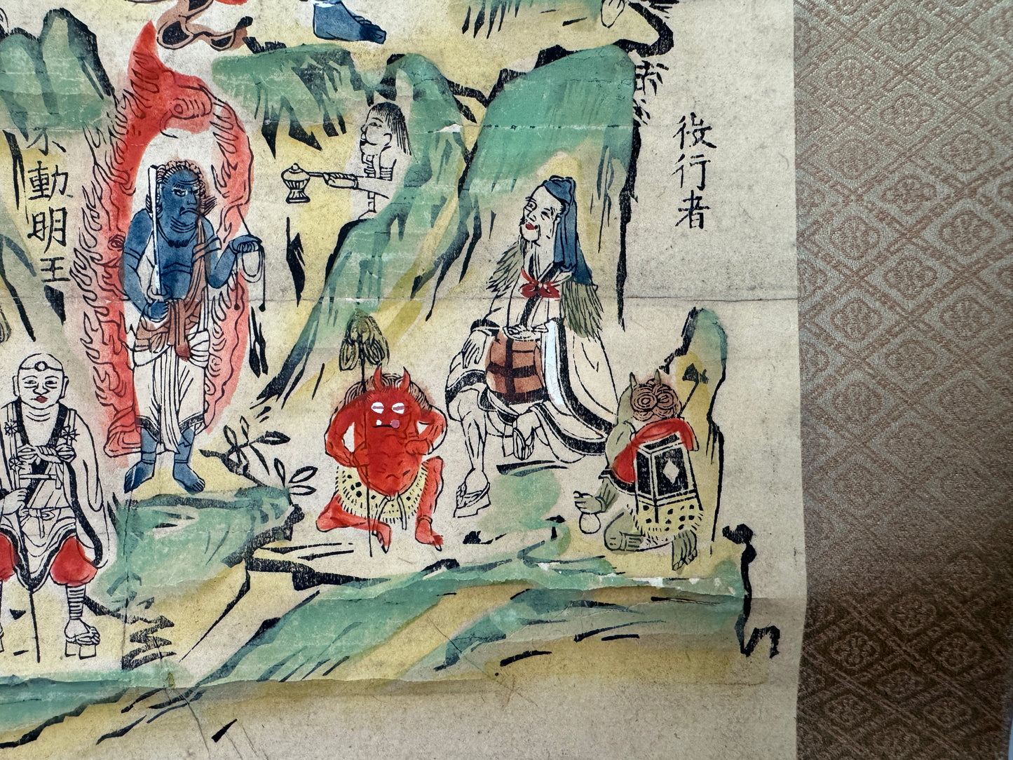 Y10611 KAKEJIKU Hanging scroll woodblock print Mandala Japan antique interior