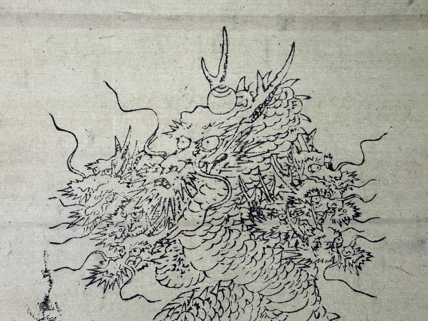 Y10612 KAKEJIKU Hanging scroll Dragon printed Buddhist image Japan antique decor