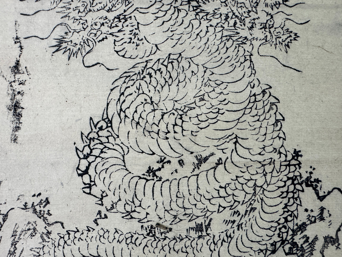 Y10612 KAKEJIKU Hanging scroll Dragon printed Buddhist image Japan antique decor