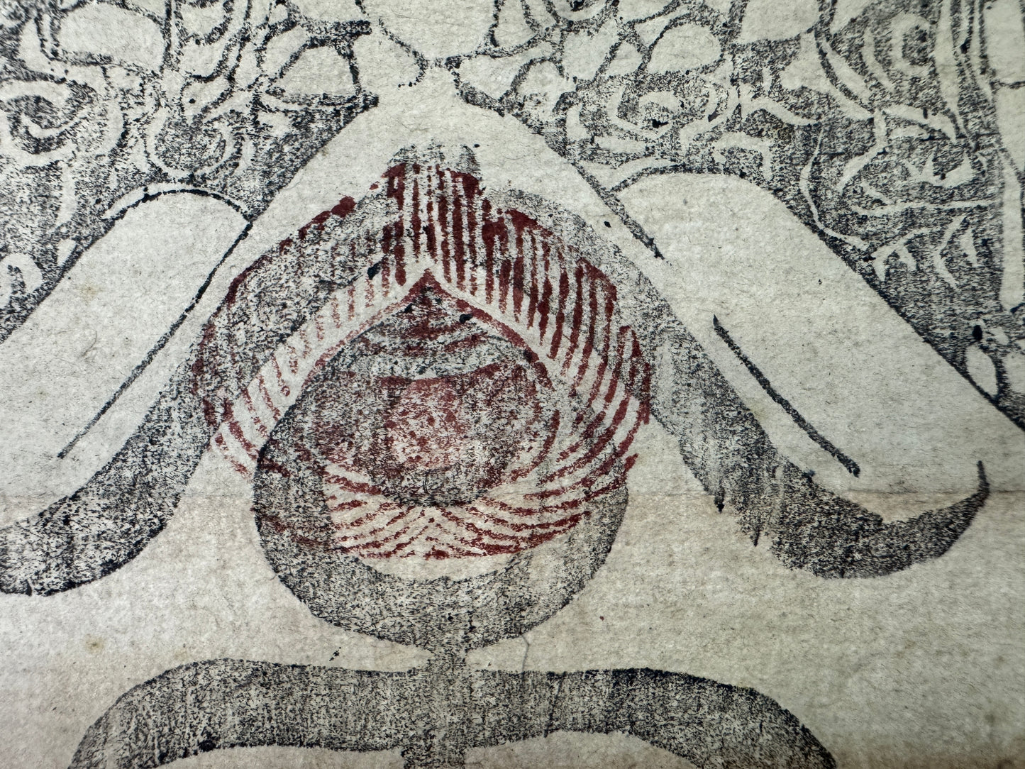 Y10613 KAKEJIKU Hanging scroll Mt. Fuji printed 3 Buddhas Monkey Japan antique