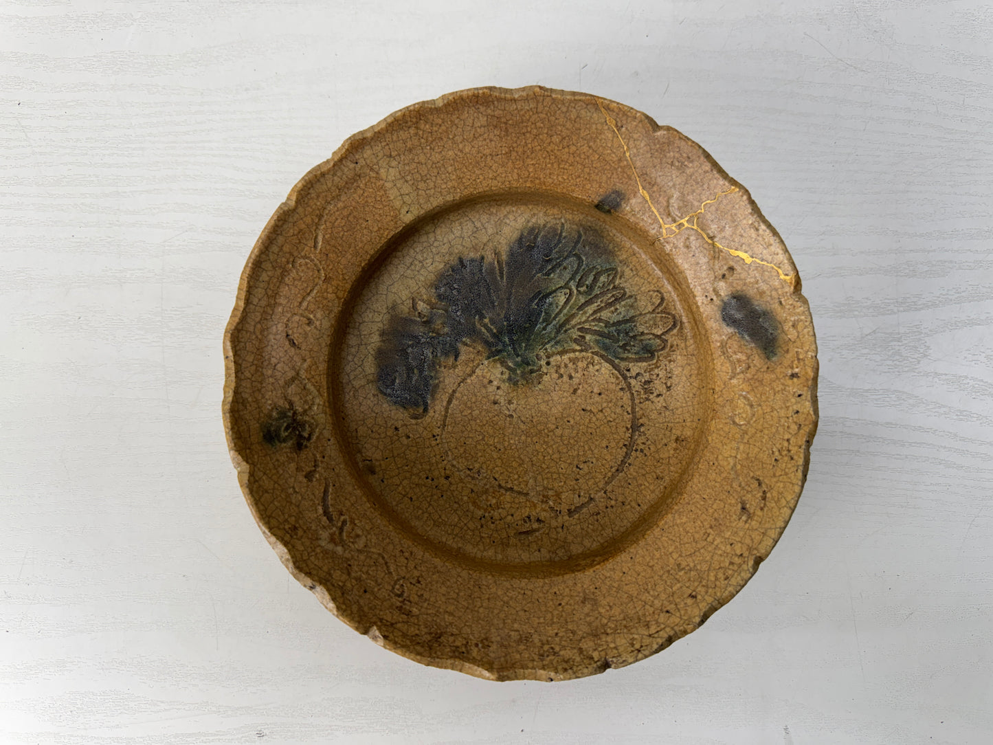 Y10617 CHAWAN Kiseto-ware bowl Radish kintsugi box Japan antique tableware basin