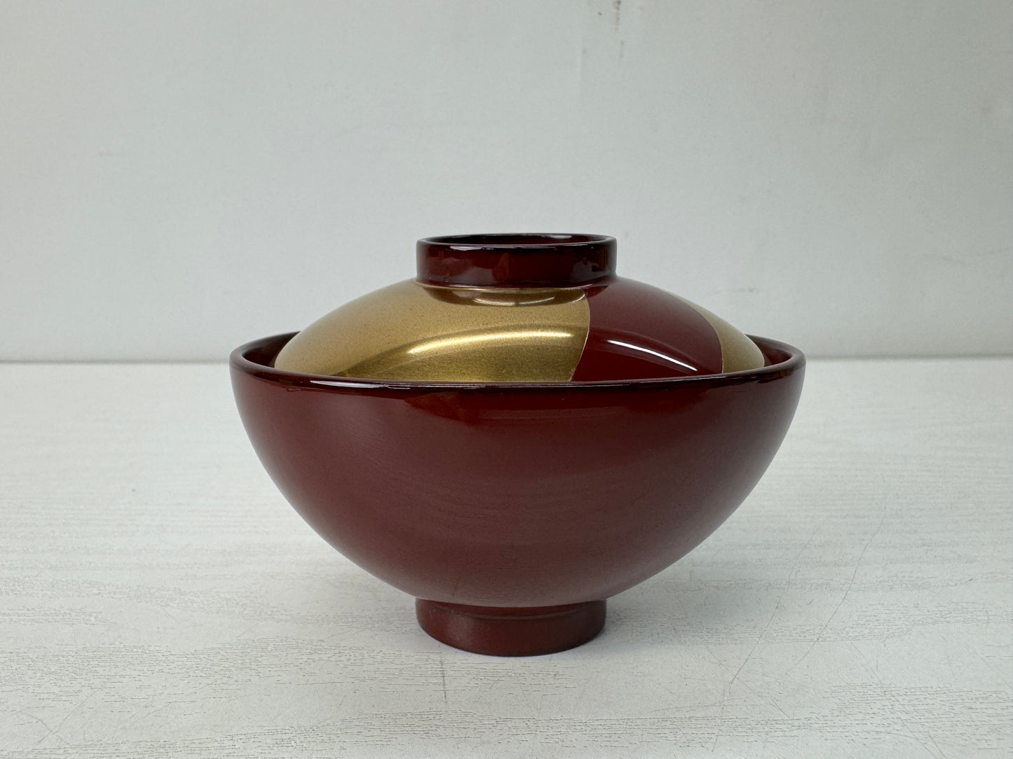 Y10620 CHAWAN oval Bowl flowing water design lacquered signed box Japan antique