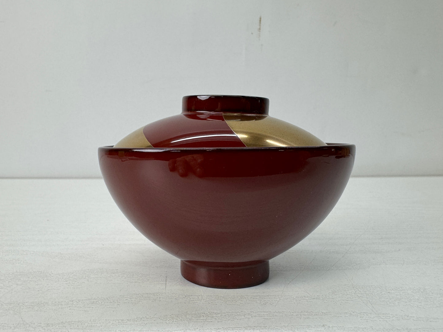Y10620 CHAWAN oval Bowl flowing water design lacquered signed box Japan antique