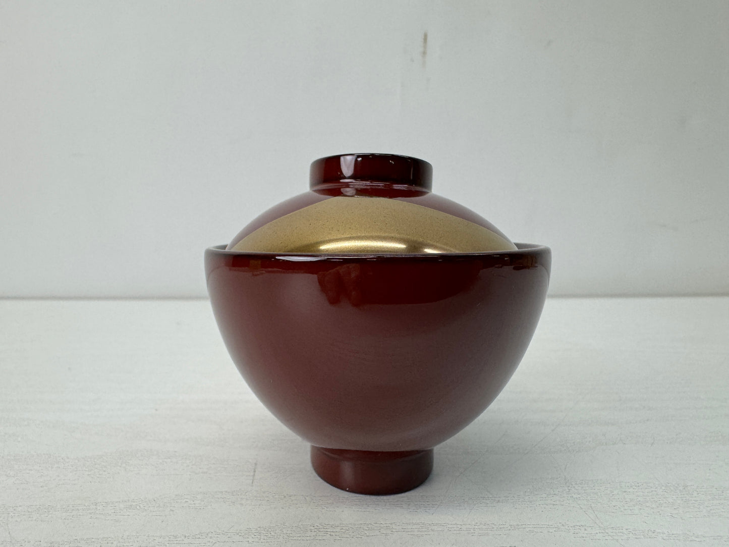 Y10620 CHAWAN oval Bowl flowing water design lacquered signed box Japan antique