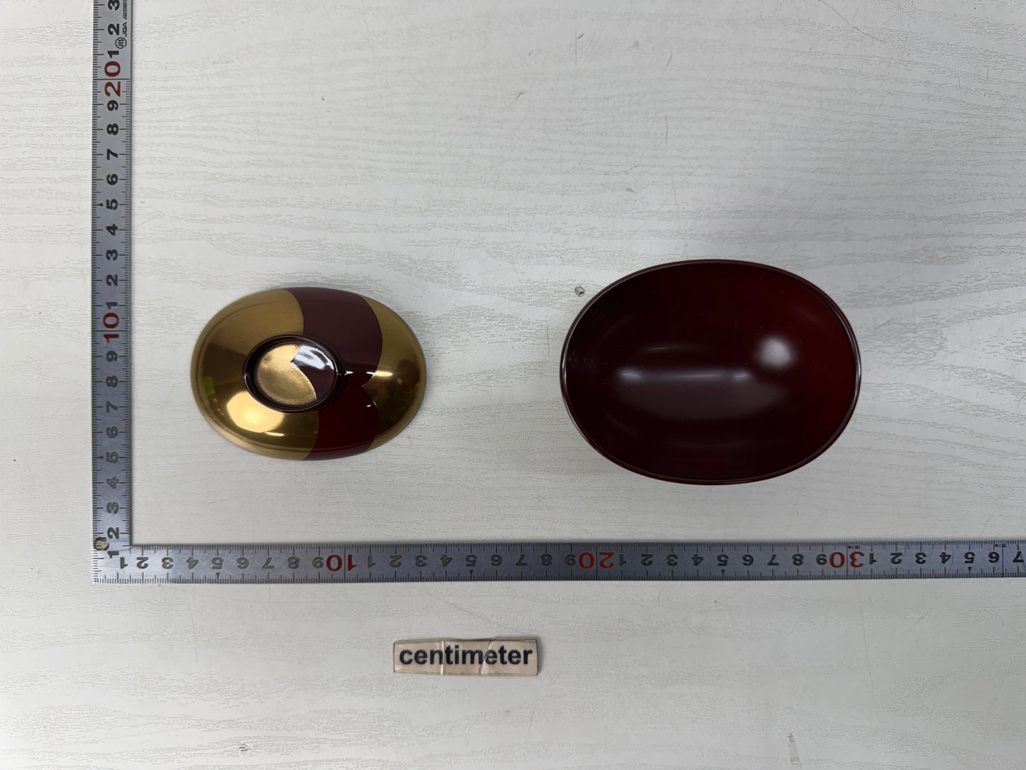 Y10620 CHAWAN oval Bowl flowing water design lacquered signed box Japan antique