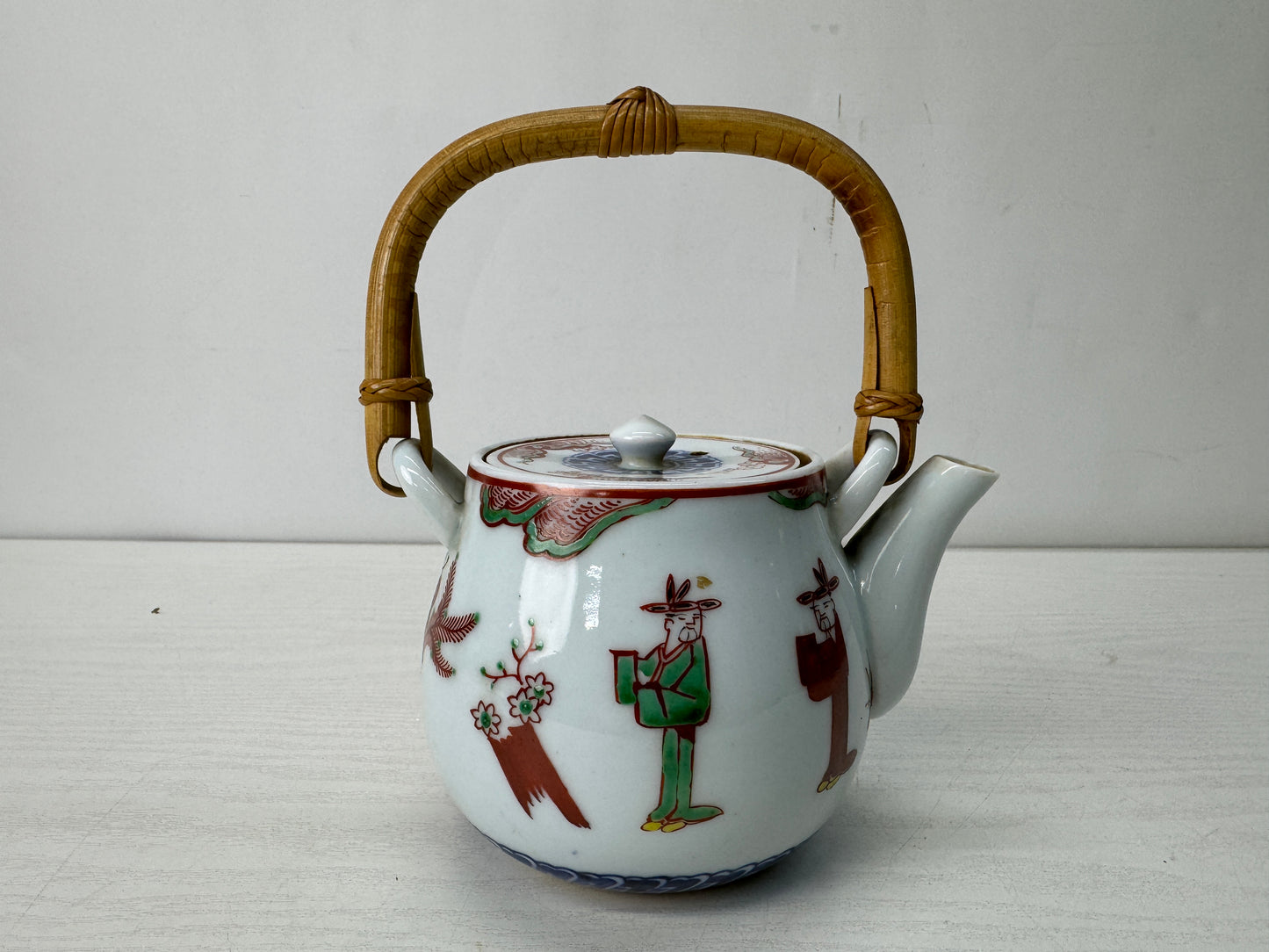 Y10627 KYUSU Shibukusa-ware teapot signed color picture Japan antique Sentcha