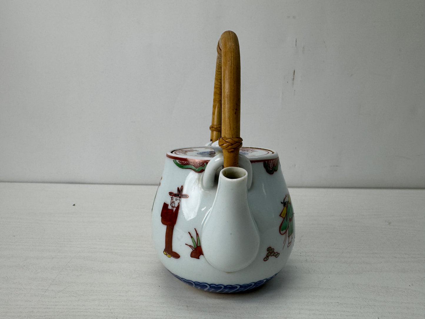 Y10627 KYUSU Shibukusa-ware teapot signed color picture Japan antique Sentcha