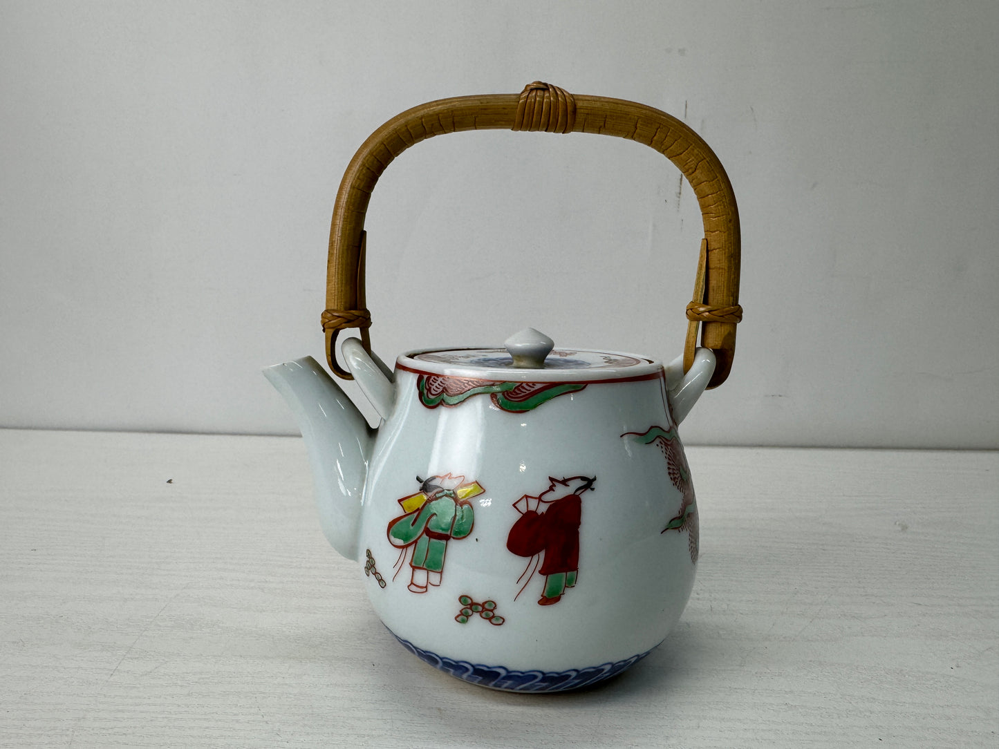 Y10627 KYUSU Shibukusa-ware teapot signed color picture Japan antique Sentcha