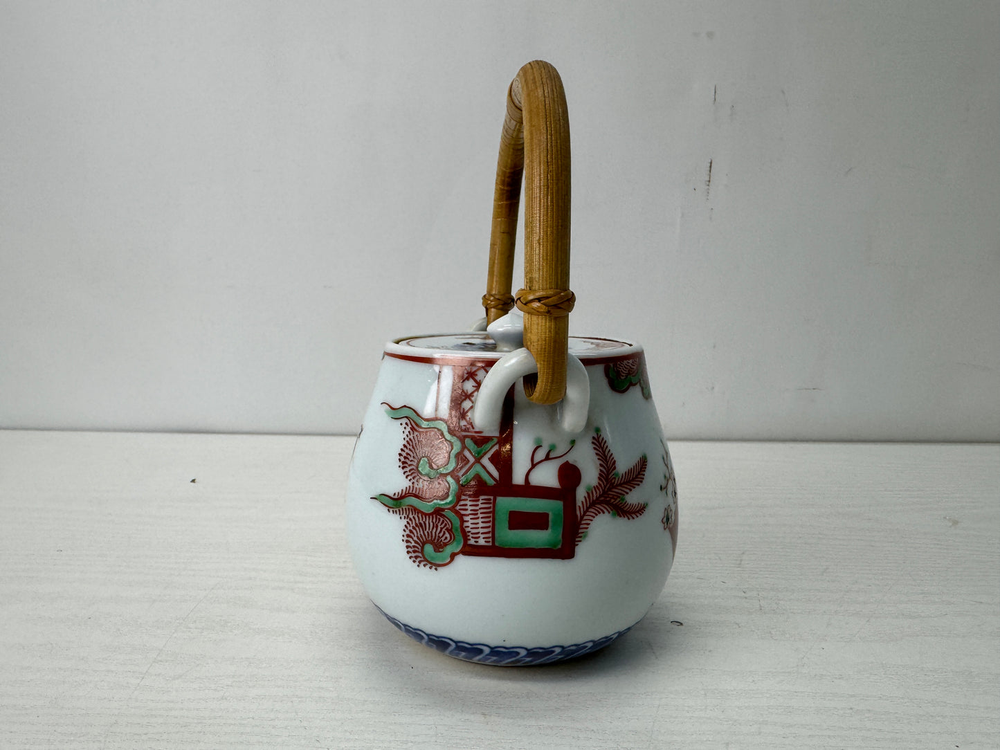 Y10627 KYUSU Shibukusa-ware teapot signed color picture Japan antique Sentcha