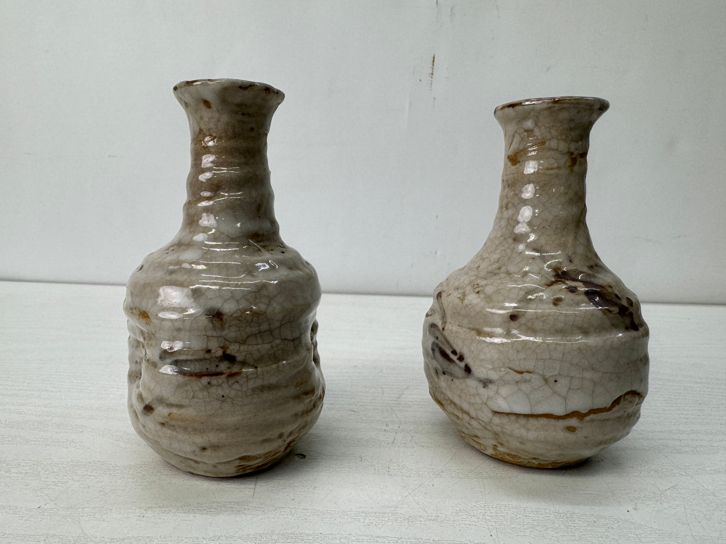 Y10629 CHOUSHI Shino-ware Eshino Sake bottle signed box Japan antique container