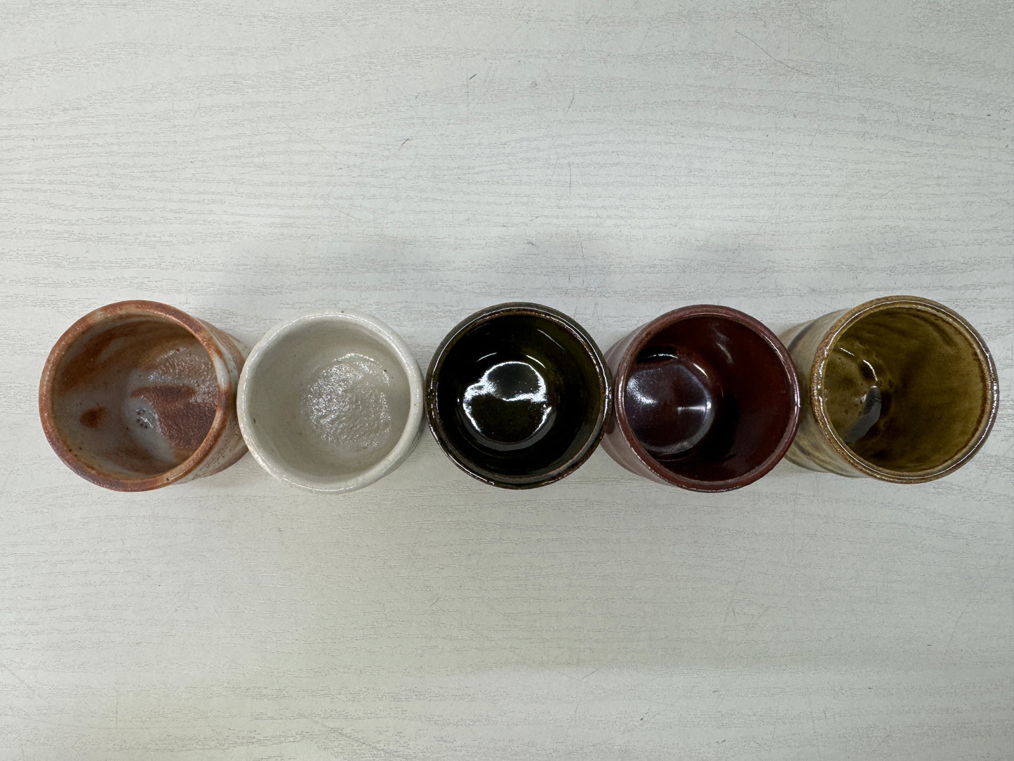 Y10630 CHAWAN Mino-ware Guinomi Sake cups set of 5 signed box Japan antique