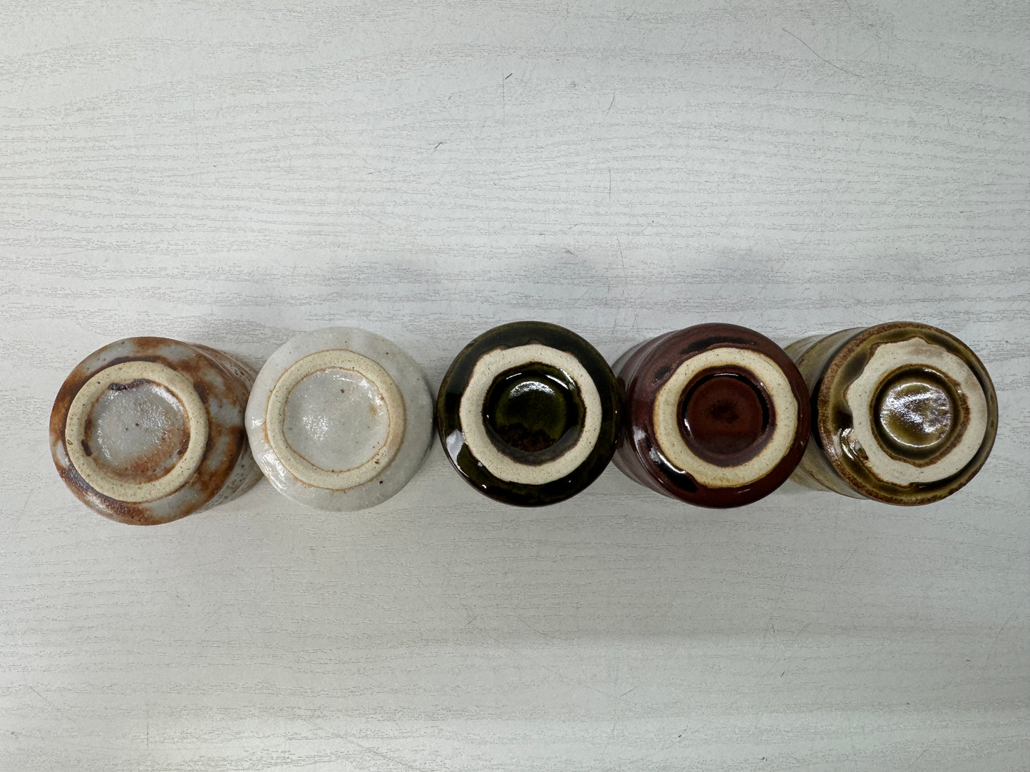 Y10630 CHAWAN Mino-ware Guinomi Sake cups set of 5 signed box Japan antique