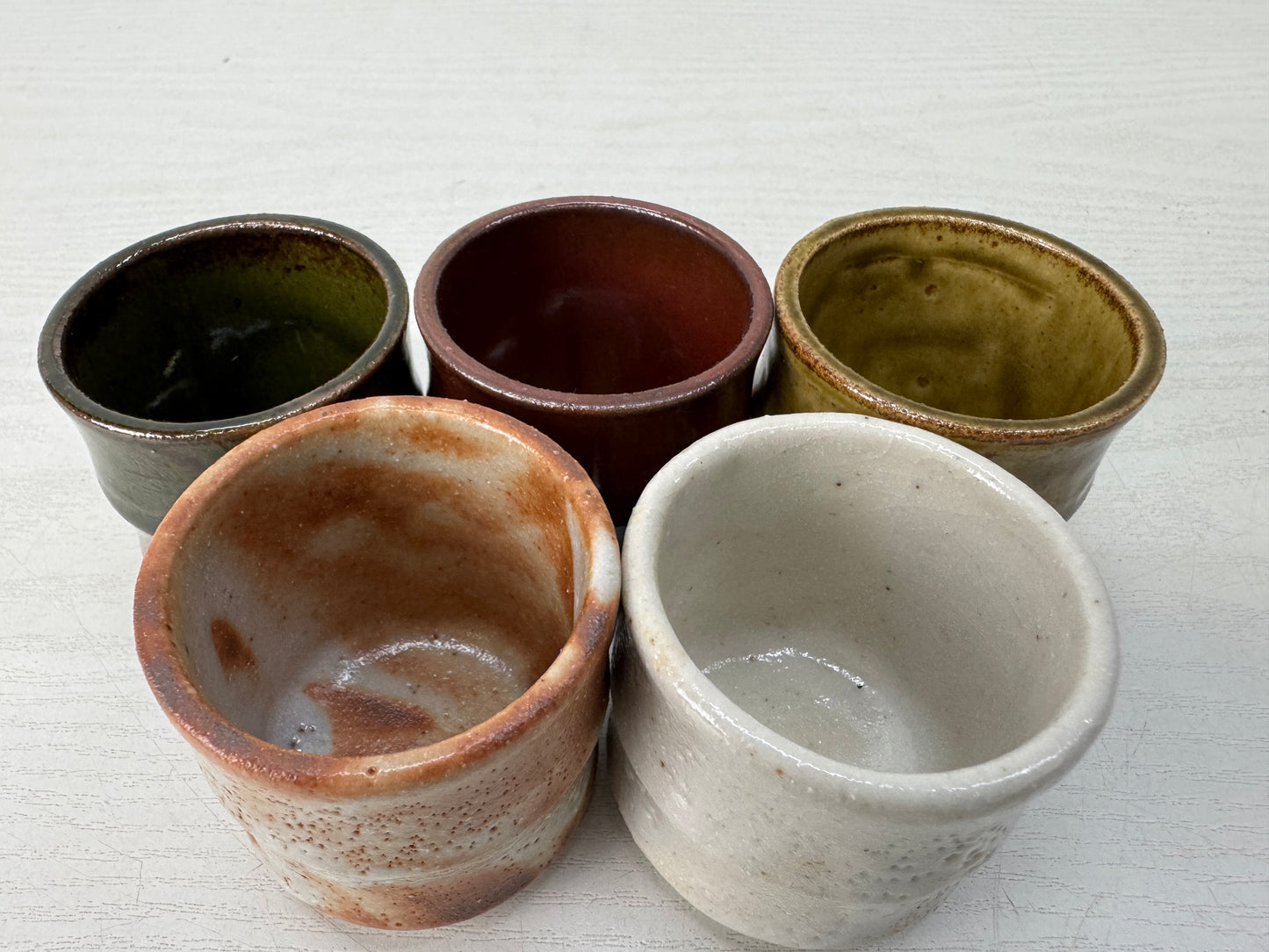 Y10630 CHAWAN Mino-ware Guinomi Sake cups set of 5 signed box Japan antique