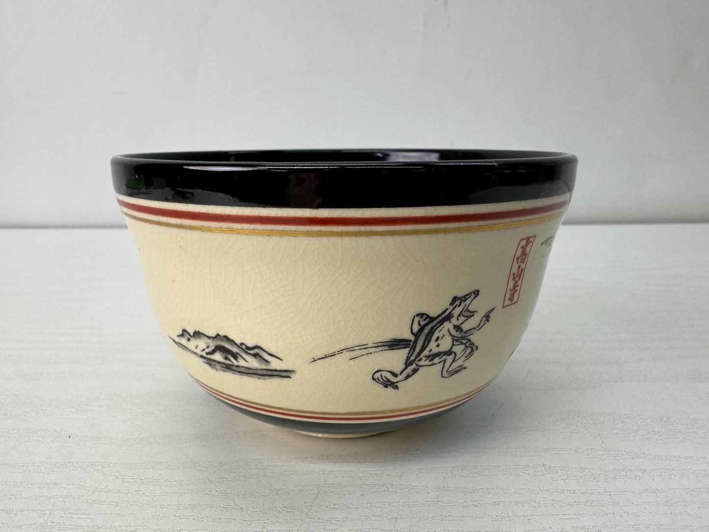 Y10631 CHAWAN Kyo-ware bowl signed Japan antique tea ceremony pottery cup vessel