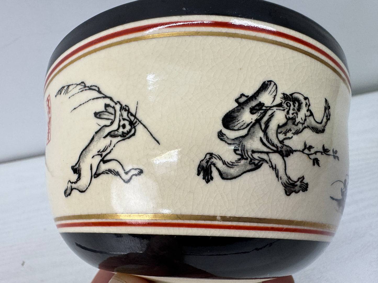 Y10631 CHAWAN Kyo-ware bowl signed Japan antique tea ceremony pottery cup vessel