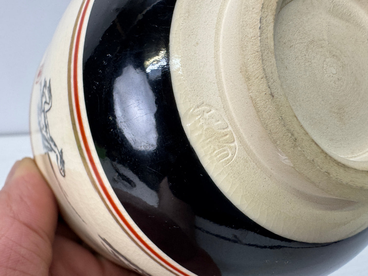 Y10631 CHAWAN Kyo-ware bowl signed Japan antique tea ceremony pottery cup vessel