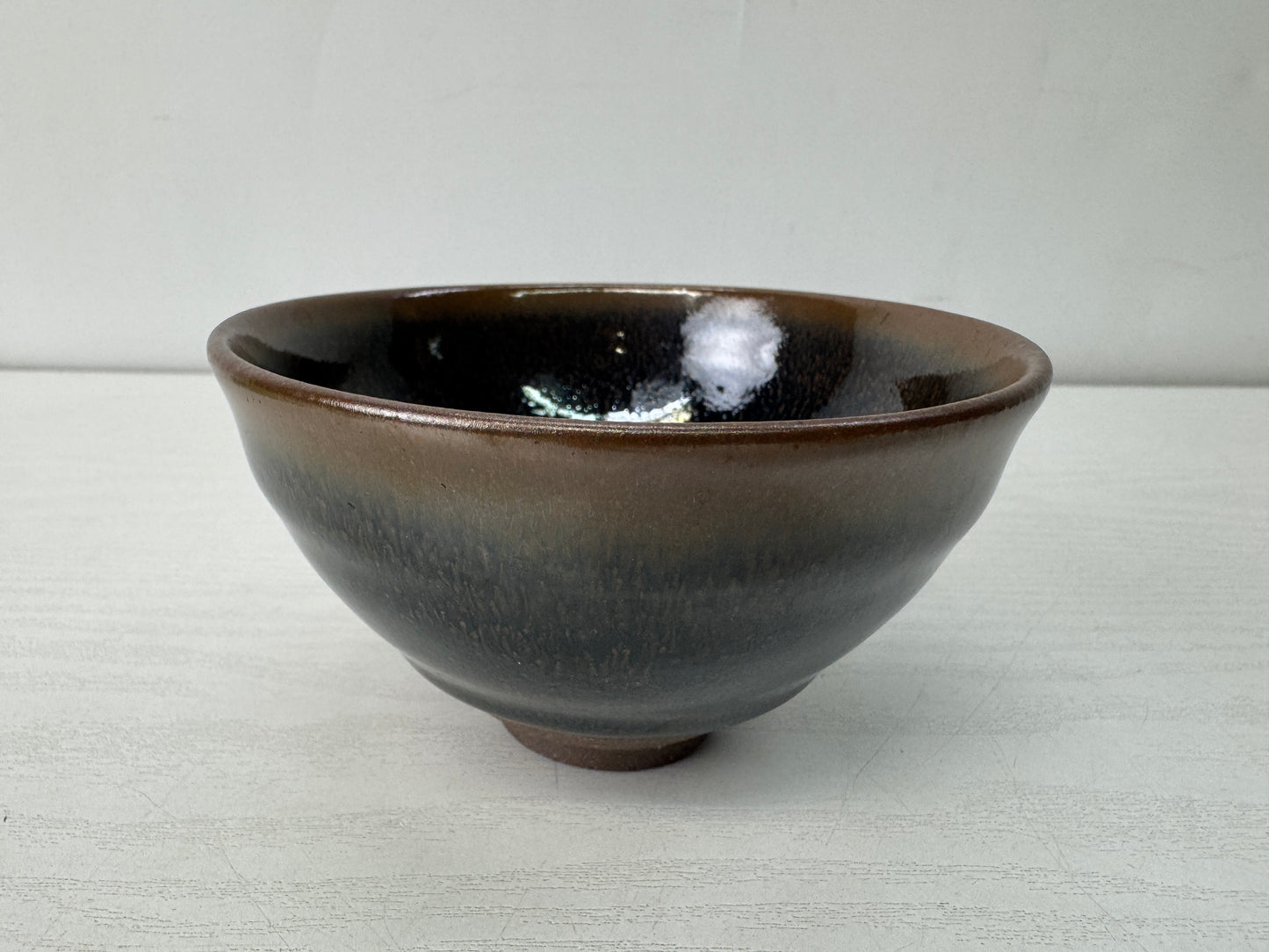Y10632 CHAWAN Yuteki Tenmoku bowl signed Japan antique tea ceremony pottery cup