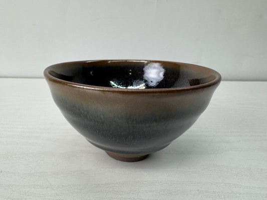 Y10632 CHAWAN Yuteki Tenmoku bowl signed Japan antique tea ceremony pottery cup