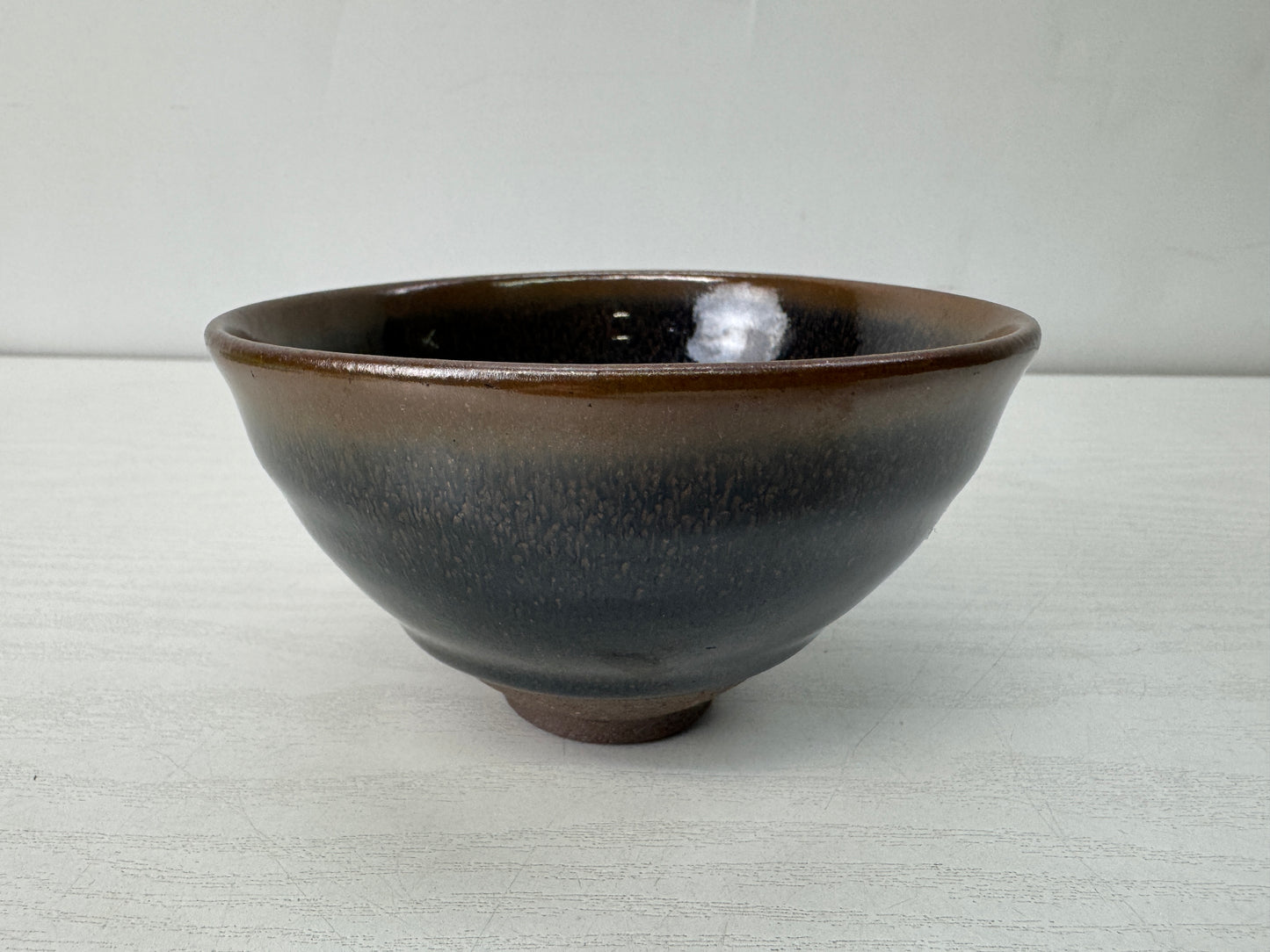 Y10632 CHAWAN Yuteki Tenmoku bowl signed Japan antique tea ceremony pottery cup