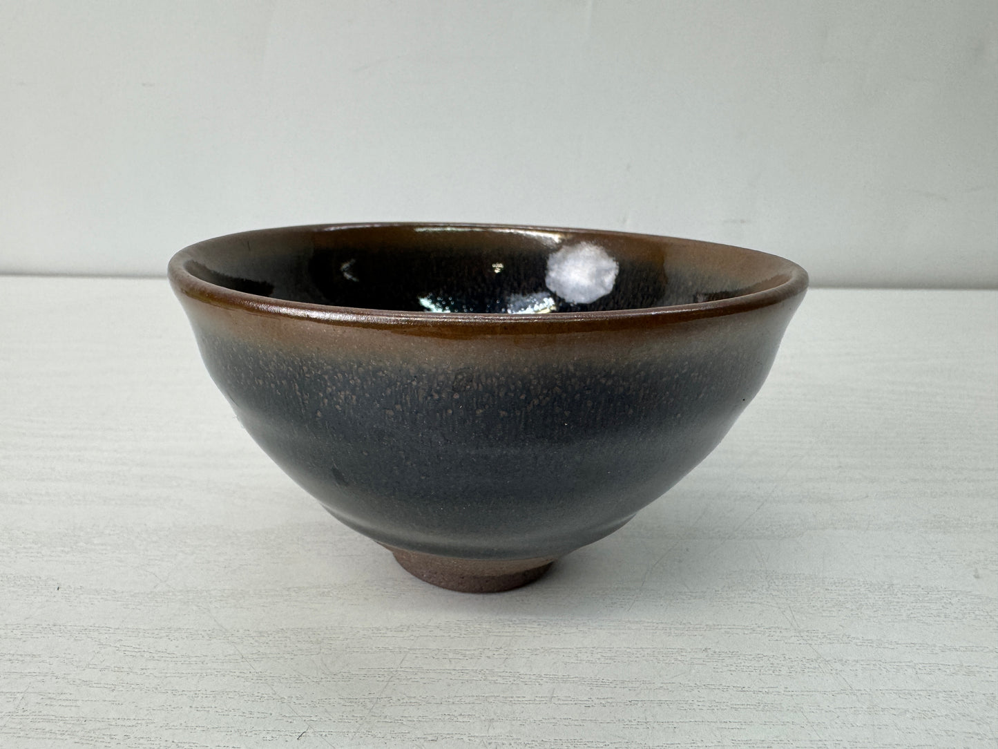 Y10632 CHAWAN Yuteki Tenmoku bowl signed Japan antique tea ceremony pottery cup