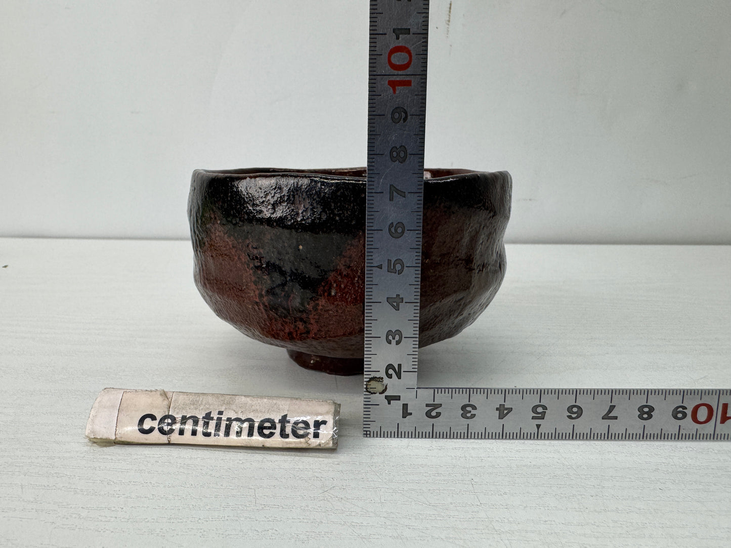 Y10634 CHAWAN Raku-ware black bowl signed Japan antique tea ceremony pottery cup