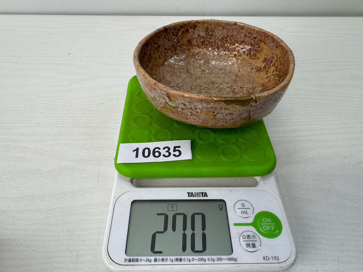 Y10635 CHAWAN Raku-ware red flat bowl signed Japan antique tea ceremony pottery