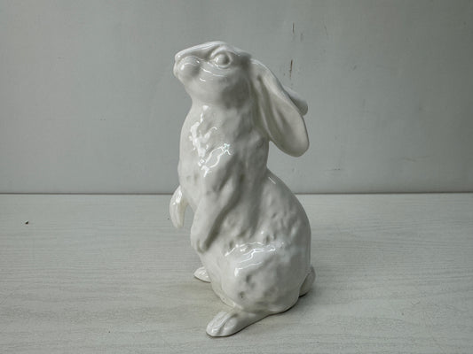 Y10636 OKIMONO Noritake white porcelain Rabbit figurine signed Japan antique