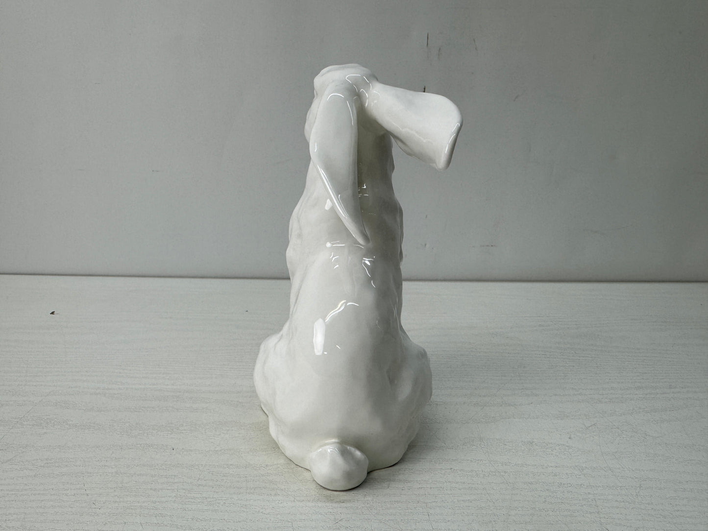 Y10636 OKIMONO Noritake white porcelain Rabbit figurine signed Japan antique