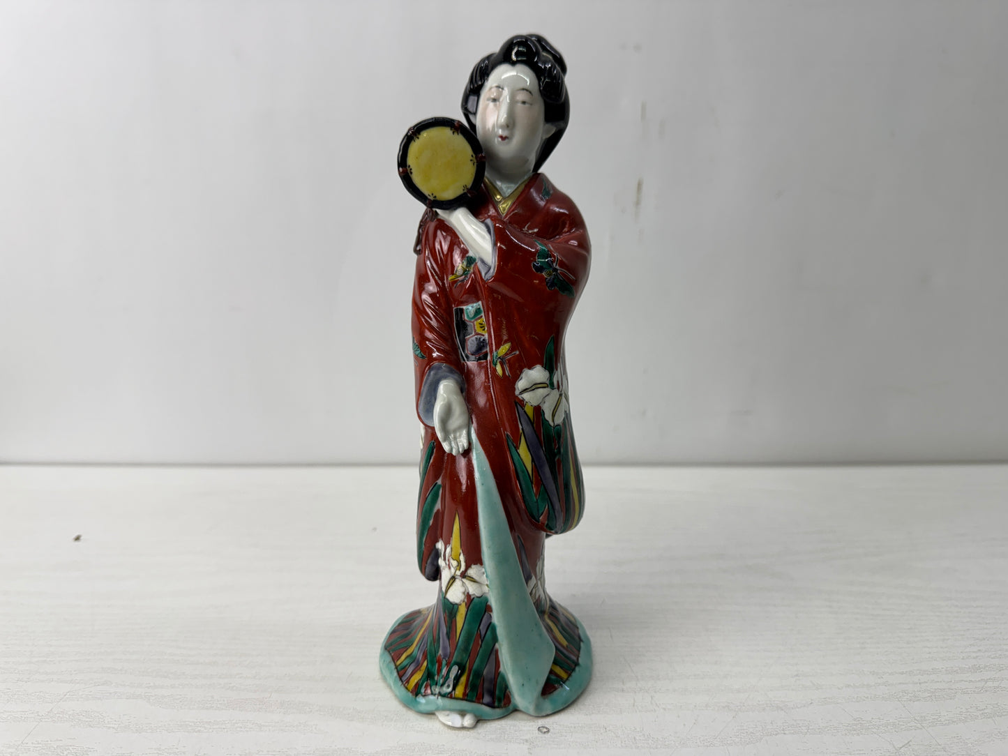Y10637 STATUE Imari-ware Drum Kimono beauty figurine Japan antique figure decor