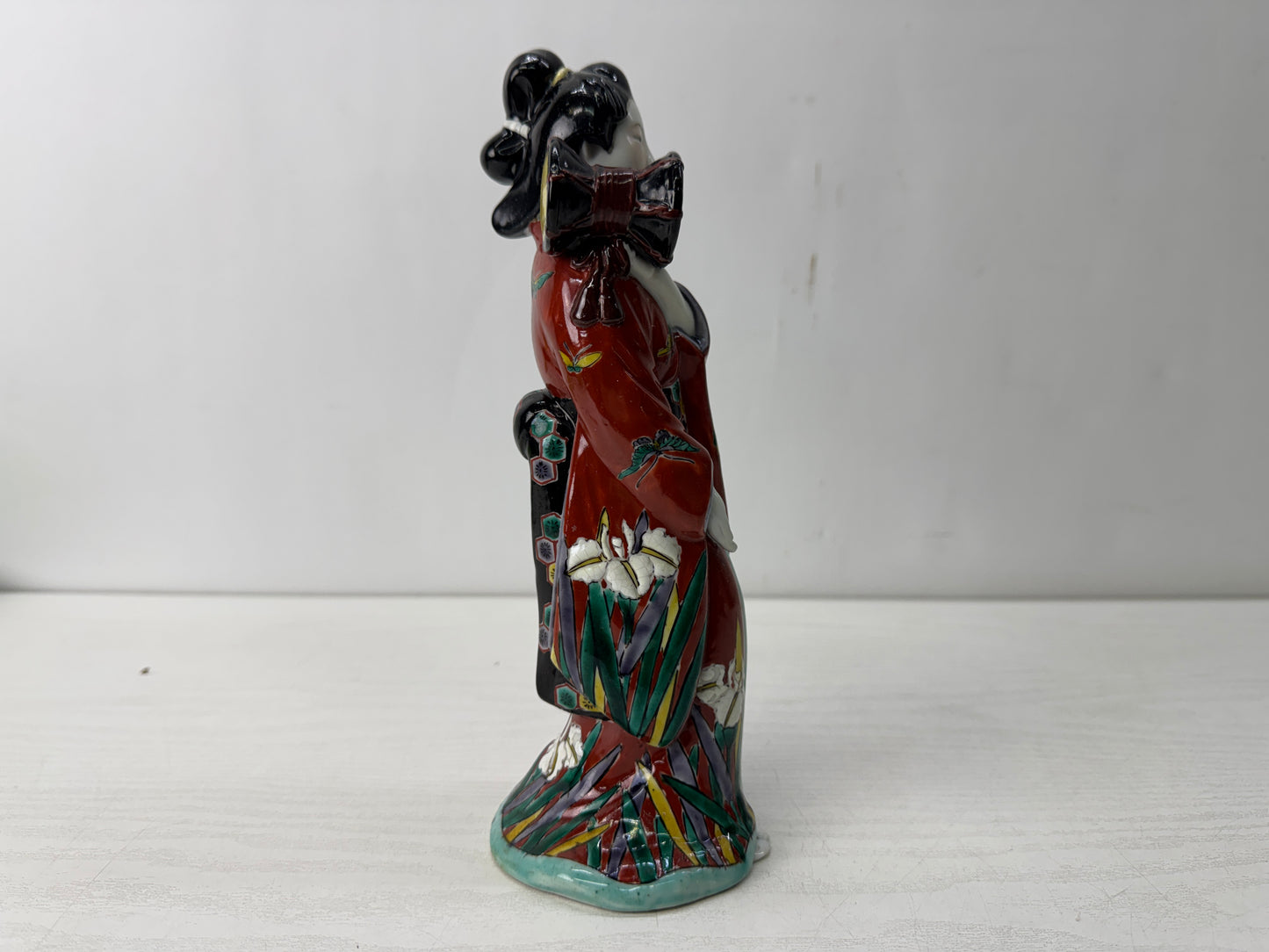 Y10637 STATUE Imari-ware Drum Kimono beauty figurine Japan antique figure decor