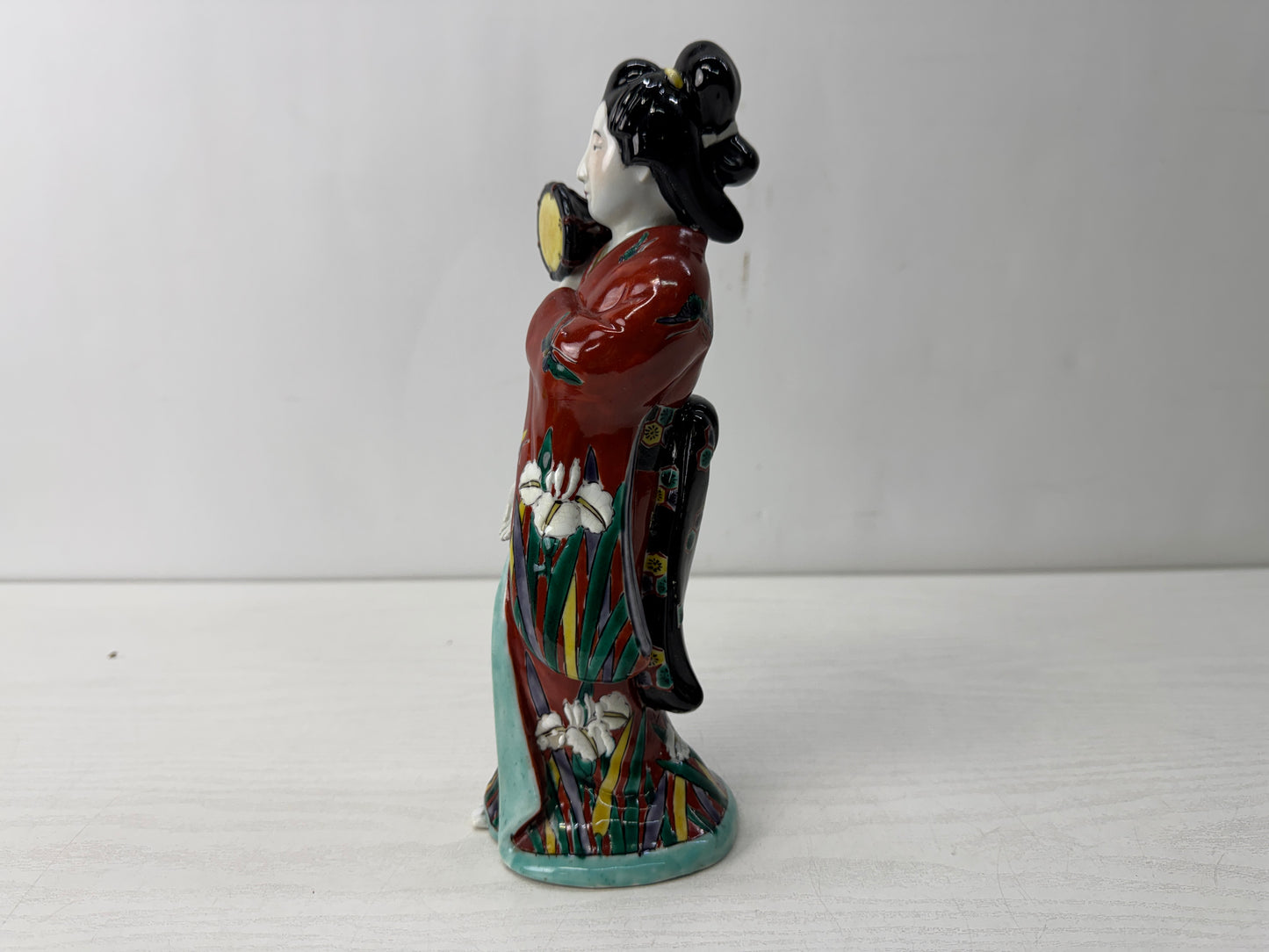 Y10637 STATUE Imari-ware Drum Kimono beauty figurine Japan antique figure decor
