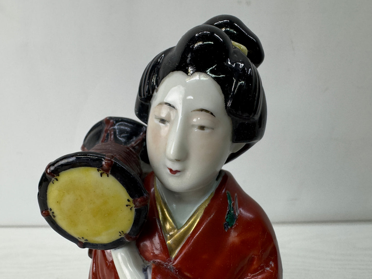 Y10637 STATUE Imari-ware Drum Kimono beauty figurine Japan antique figure decor