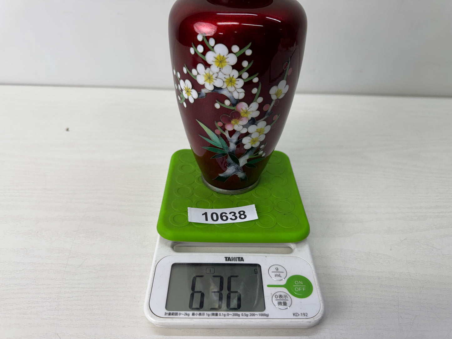Y10638 FLOWER VASE Cloisonne red Japan antique ikebana floral arrangement decor
