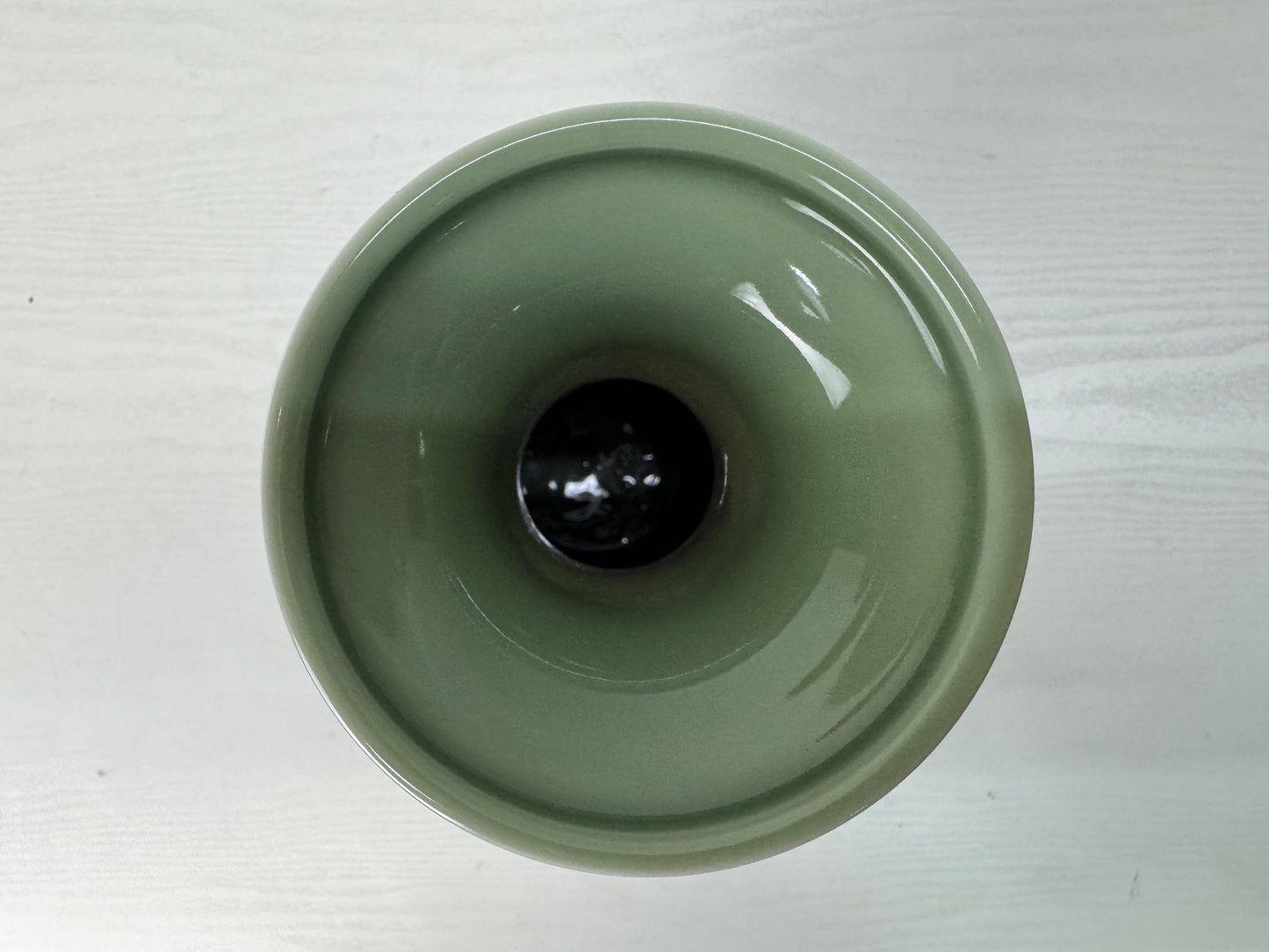 Y10640 FLOWER VASE Kyo-ware celadon signed box Japan antique ikebana interior