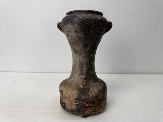 Y10641 FLOWER VASE Shigaraki-ware handle Japan antique ikebana floral decor
