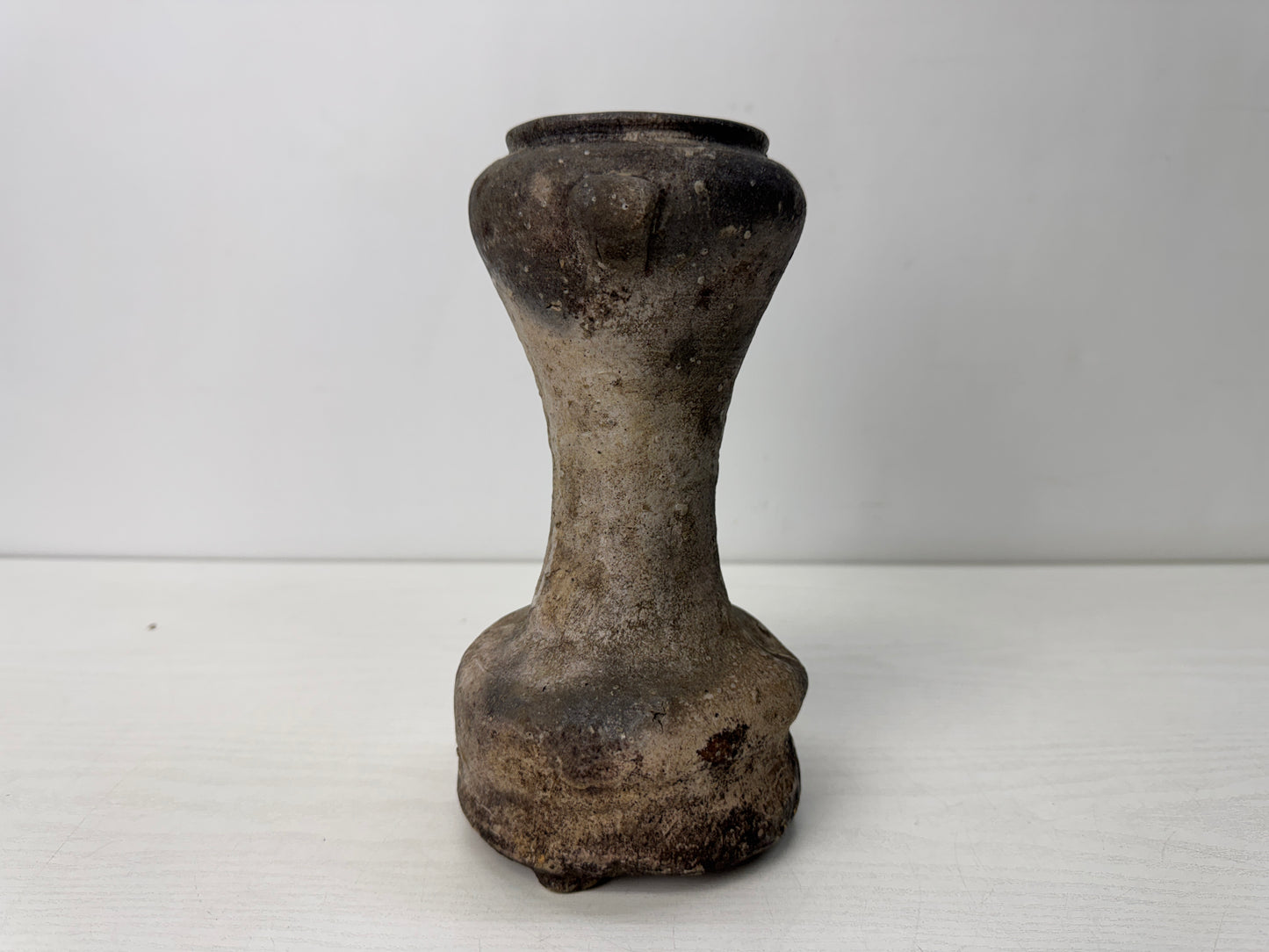 Y10641 FLOWER VASE Shigaraki-ware handle Japan antique ikebana floral decor