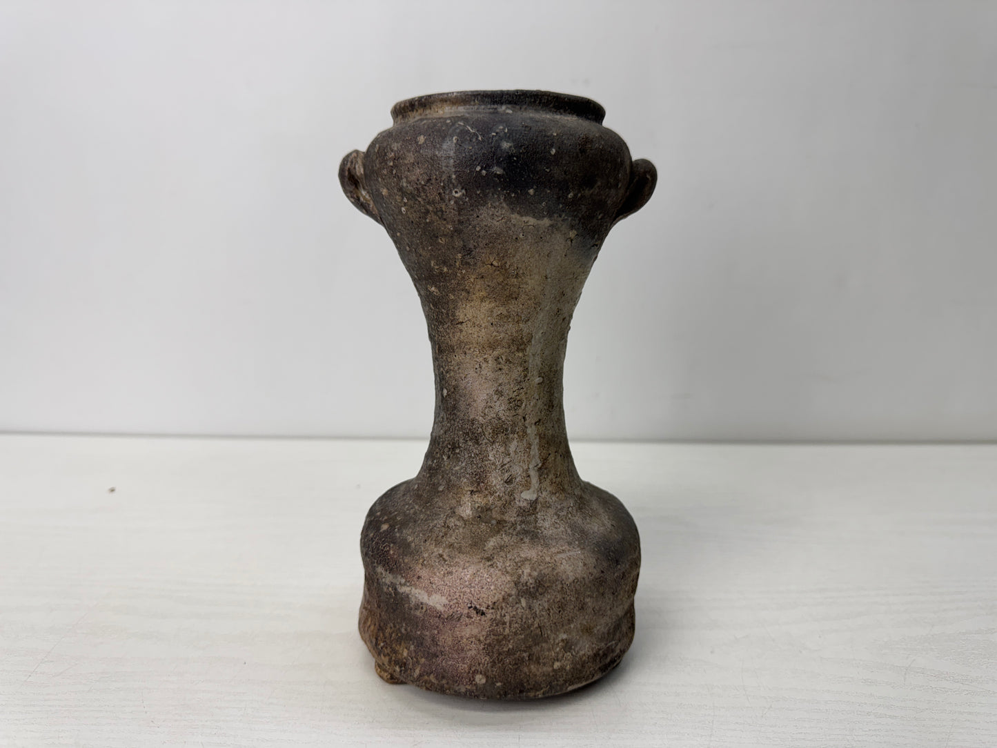 Y10641 FLOWER VASE Shigaraki-ware handle Japan antique ikebana floral decor