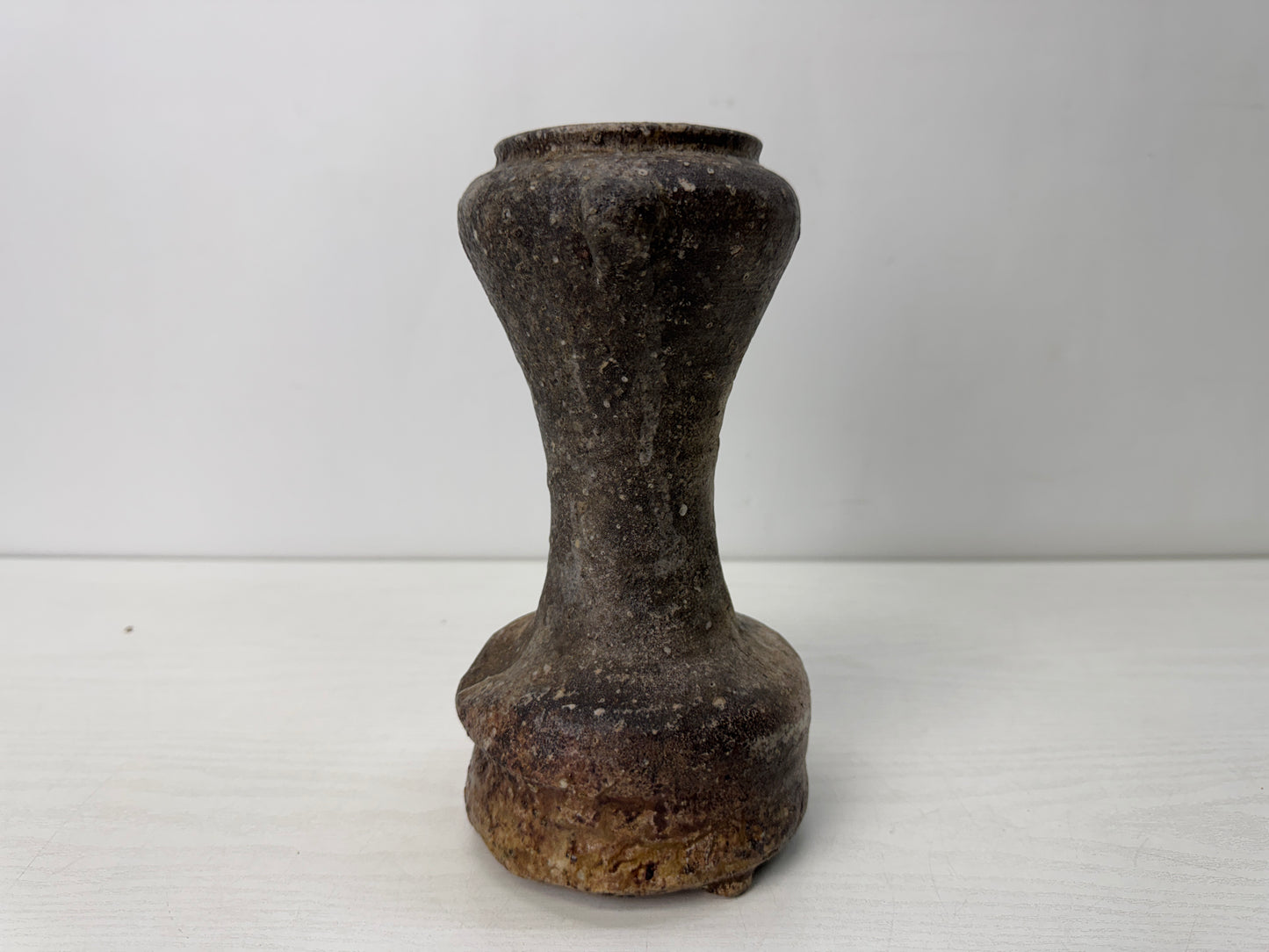 Y10641 FLOWER VASE Shigaraki-ware handle Japan antique ikebana floral decor