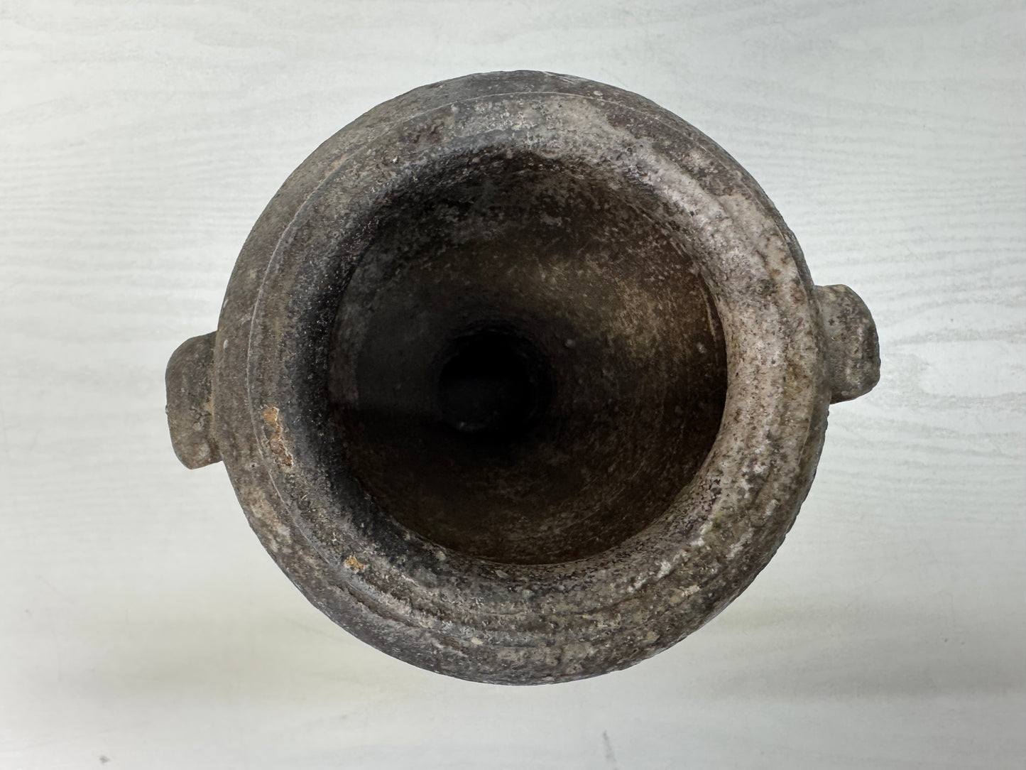 Y10641 FLOWER VASE Shigaraki-ware handle Japan antique ikebana floral decor