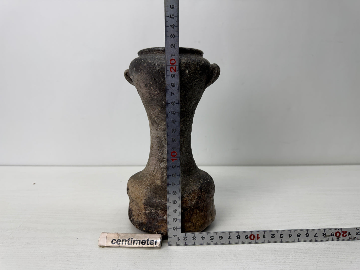 Y10641 FLOWER VASE Shigaraki-ware handle Japan antique ikebana floral decor