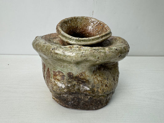 Y10642 VASE Shigaraki-ware deformed Uzukumaru Japan antique ikebana floral decor