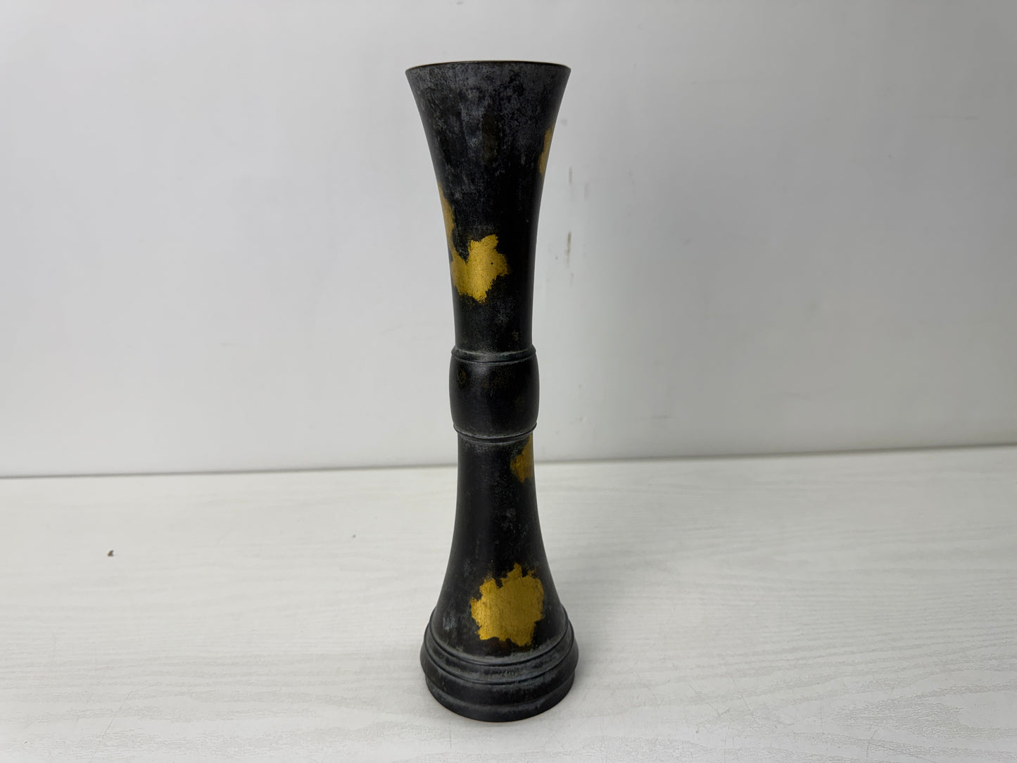 Y10644 FLOWER VASE Copper gilded signed Japan antique ikebana floral arrangement