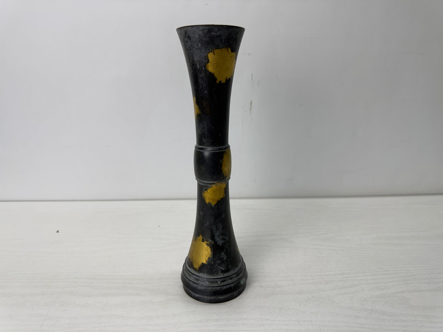 Y10644 FLOWER VASE Copper gilded signed Japan antique ikebana floral arrangement