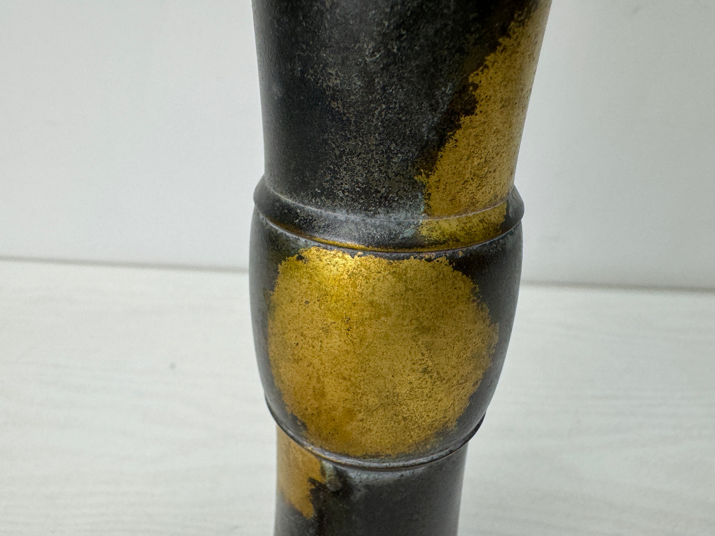 Y10644 FLOWER VASE Copper gilded signed Japan antique ikebana floral arrangement