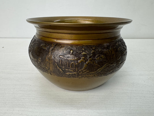 Y10645 KENSUI Copper water pot jar container Japan antique Tea ceremony utensils